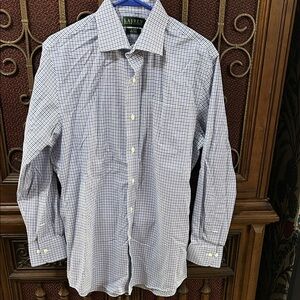 Lauren Ralph Lauren Men's White and Blue Plaid Shirt